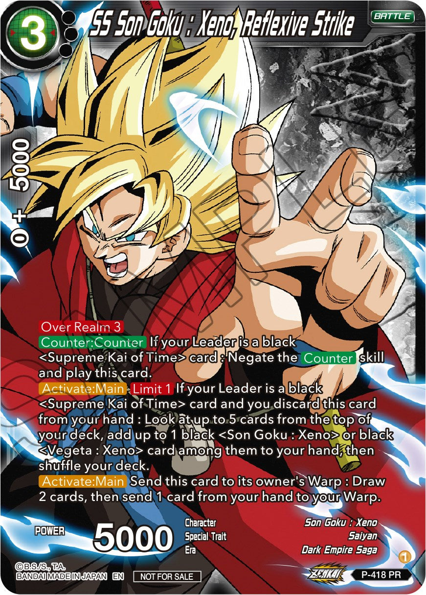 SS Son Goku: Xeno, Reflexive Strike (Zenkai Series Tournament Pack Vol.1 Winner) (P-418) [Tournament Promotion Cards] | Odin's Place
