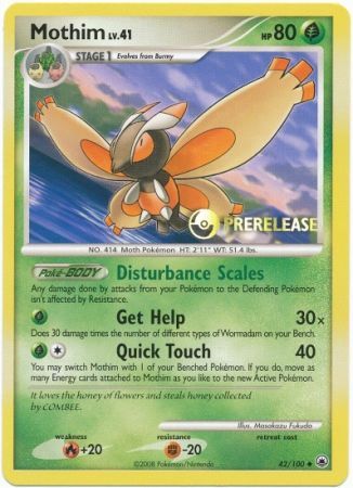 Mothim (42/100) (Prerelease Promo) [Diamond & Pearl: Black Star Promos] | Odin's Place