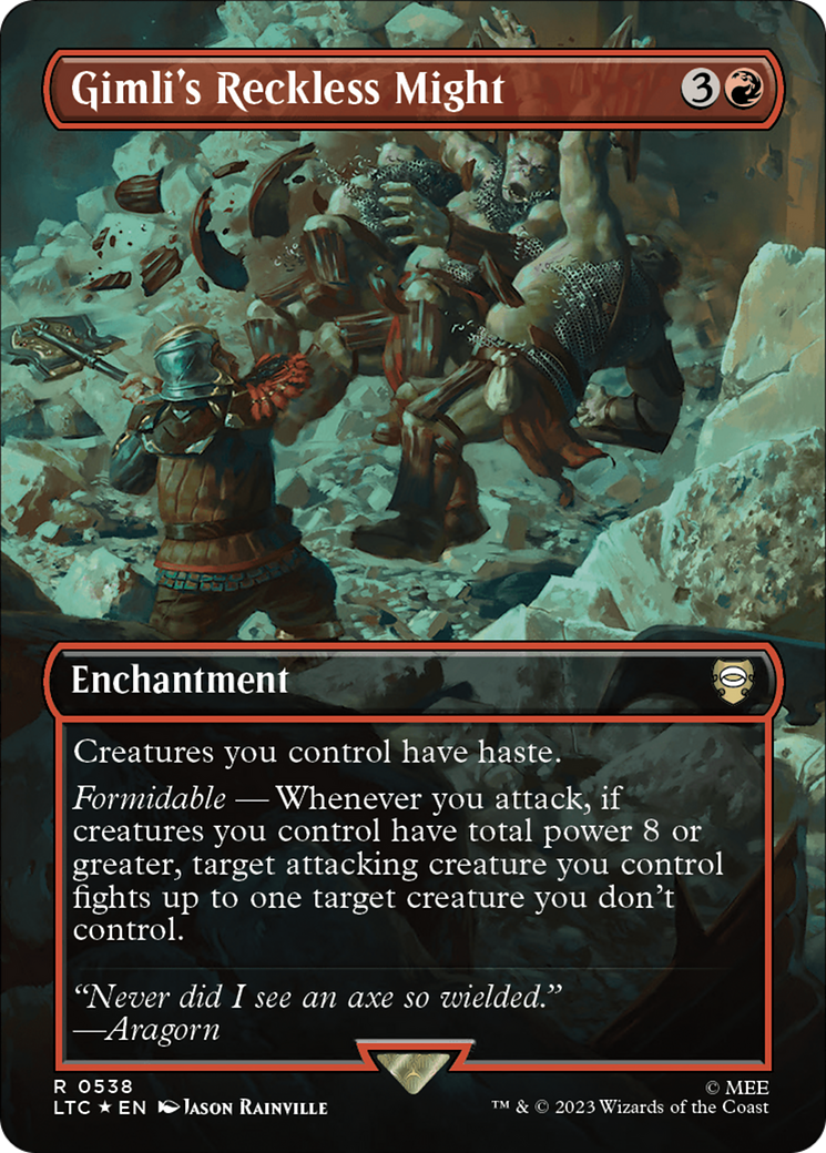 Gimli's Reckless Might (Borderless) (Surge Foil) [The Lord of the Rings: Tales of Middle-Earth Commander] | Odin's Place