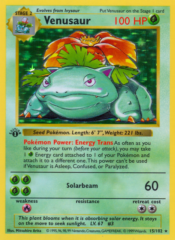 Venusaur (15/102) (Shadowless) [Base Set 1st Edition] | Odin's Place