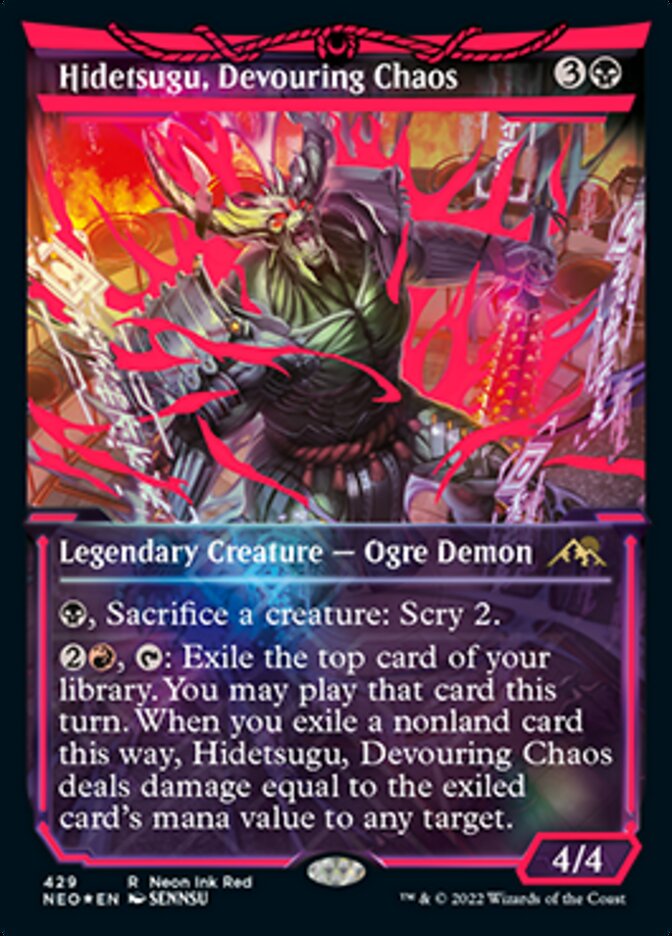 Hidetsugu, Devouring Chaos (Neon Ink Red) [Kamigawa: Neon Dynasty] | Odin's Place