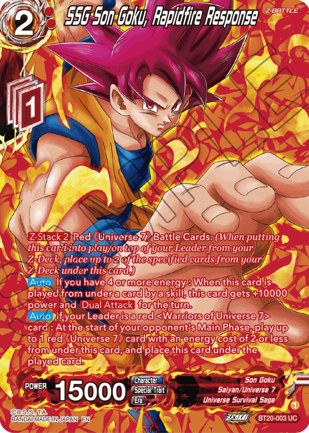 SSG Son Goku, Rapidfire Response (Silver Foil) (BT20-003) [Power Absorbed] | Odin's Place
