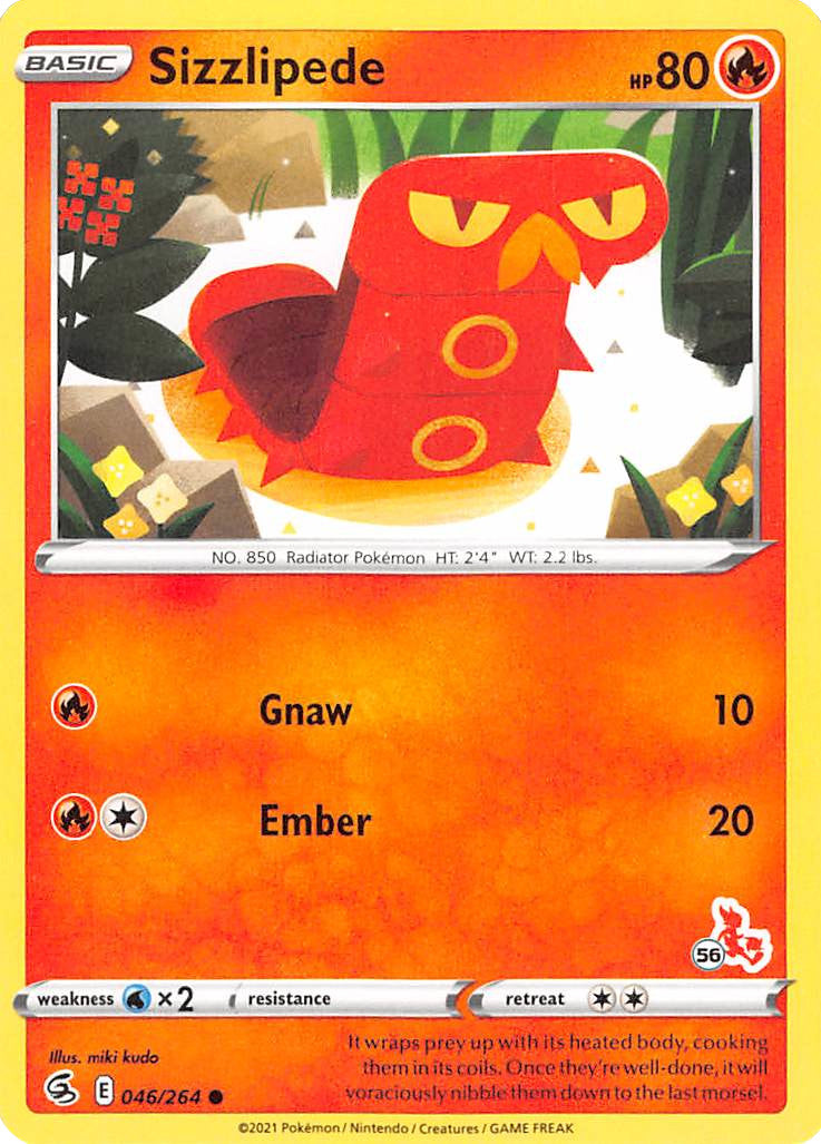 Sizzlipede (046/264) (Cinderace Stamp #56) [Battle Academy 2022] | Odin's Place