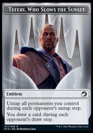 Zombie (005) // Teferi, Who Slows the Sunset Emblem Double-Sided Token [Innistrad: Midnight Hunt Tokens] | Odin's Place