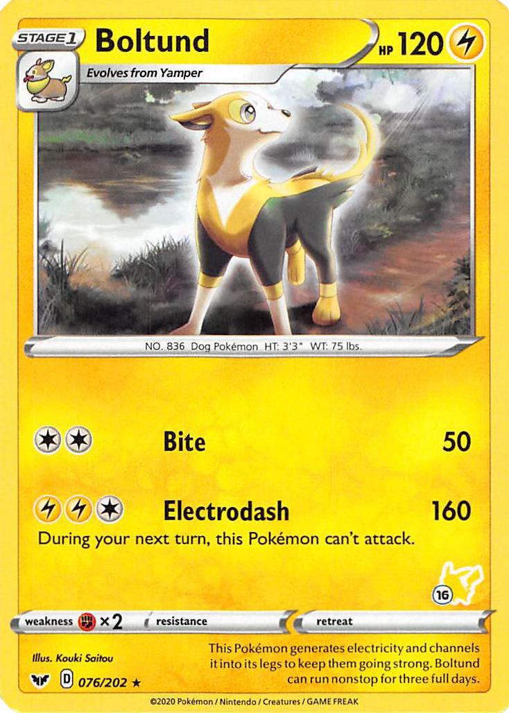 Boltund (076/202) (Pikachu Stamp #16) [Battle Academy 2022] | Odin's Place