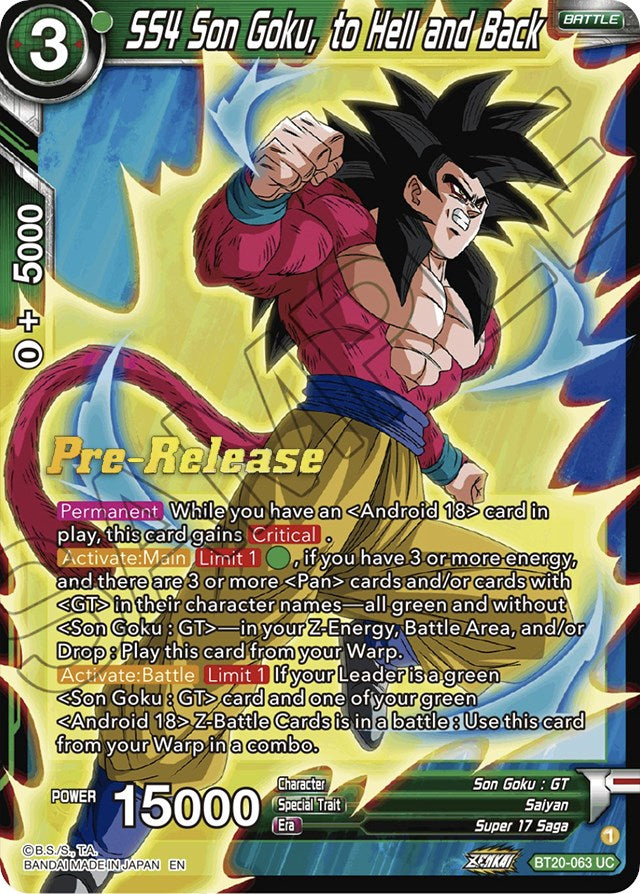 SS4 Son Goku, to Hell and Back (BT20-063) [Power Absorbed Prerelease Promos] | Odin's Place