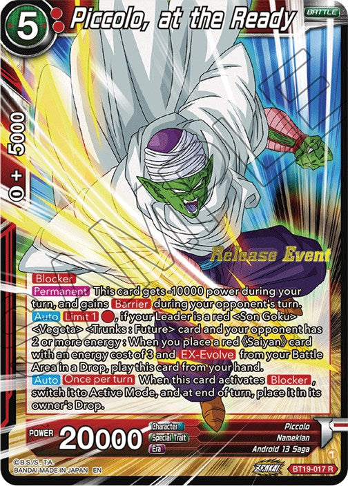 Piccolo, at the Ready (Fighter's Ambition Holiday Pack) (BT19-017) [Tournament Promotion Cards] | Odin's Place
