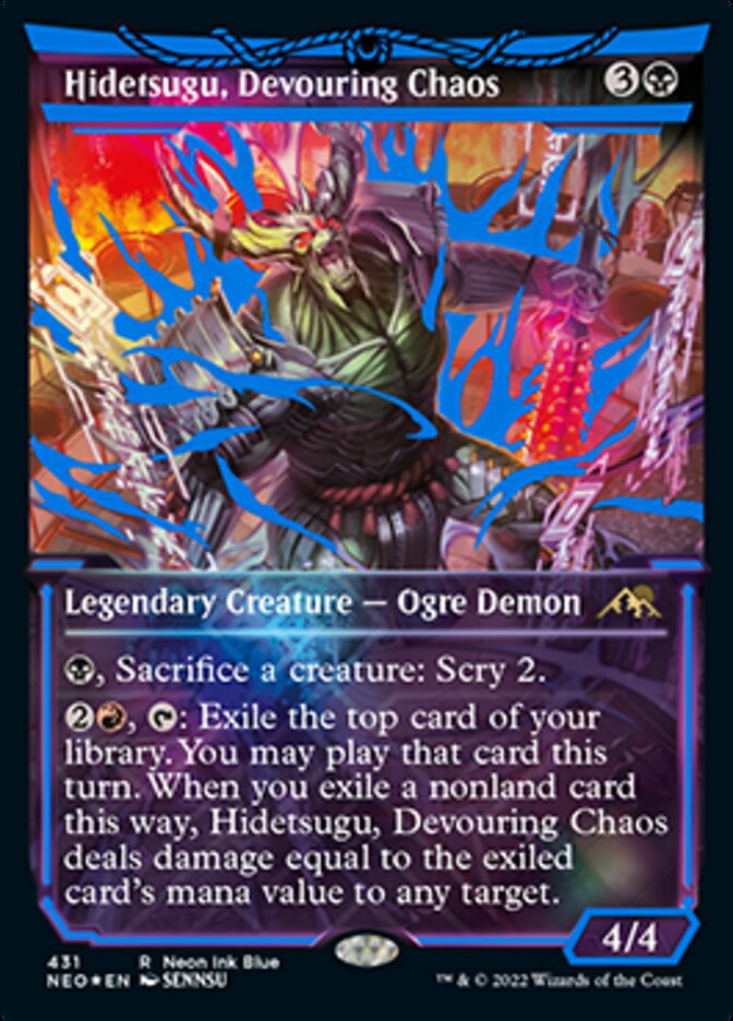 Hidetsugu, Devouring Chaos (Neon Ink Blue) [Kamigawa: Neon Dynasty] | Odin's Place