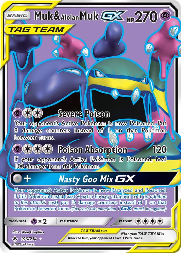 Muk & Alolan Muk GX (196/214) [Sun & Moon: Unbroken Bonds] | Odin's Place