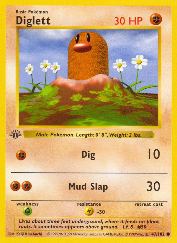 Diglett (47/102) (Shadowless) [Base Set 1st Edition] | Odin's Place