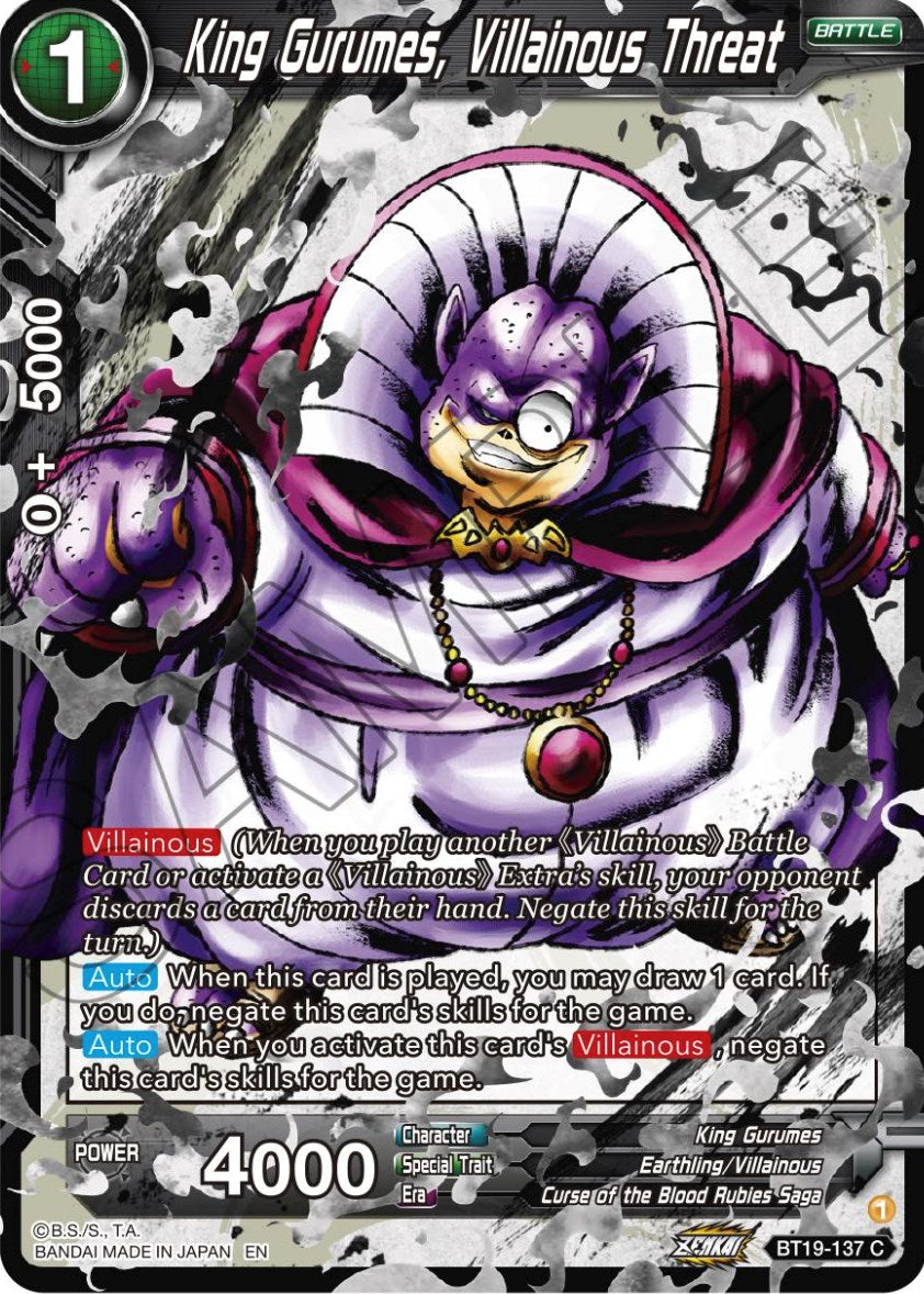 King Gurumes, Villainous Threat (BT19-137) [Fighter's Ambition] | Odin's Place