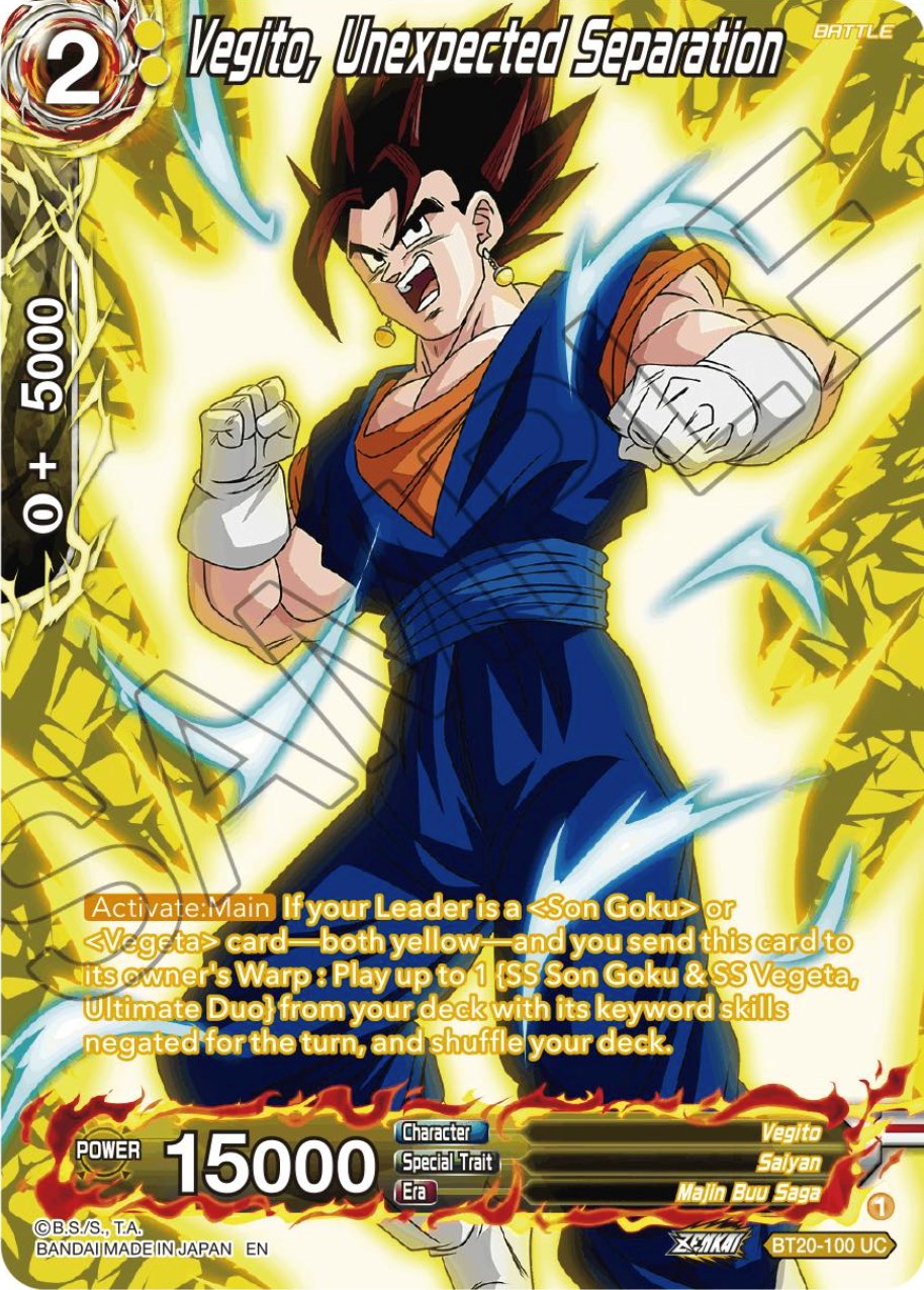 Vegito, Unexpected Separation (Silver Foil) (BT20-100) [Power Absorbed] | Odin's Place
