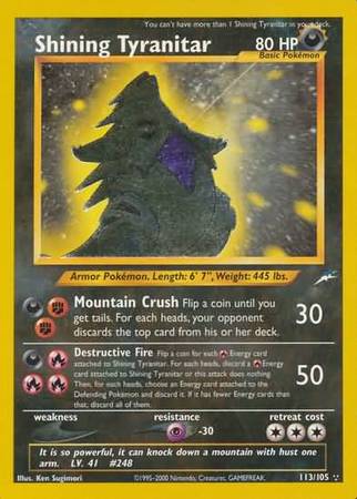 Shining Tyranitar (113/105) [Neo Destiny Unlimited] | Odin's Place