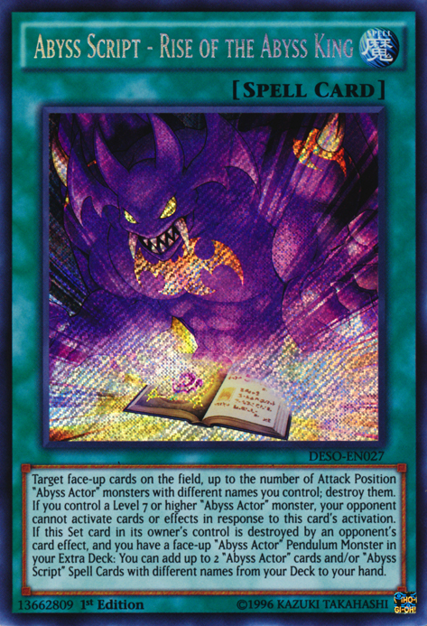 Abyss Script - Rise of the Abyss King [DESO-EN027] Secret Rare | Odin's Place