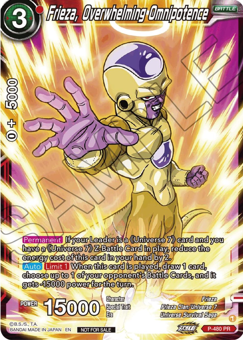 Frieza, Overwhelming Omnipotence (Zenkai Series Tournament Pack Vol.3) (P-480) [Tournament Promotion Cards] | Odin's Place