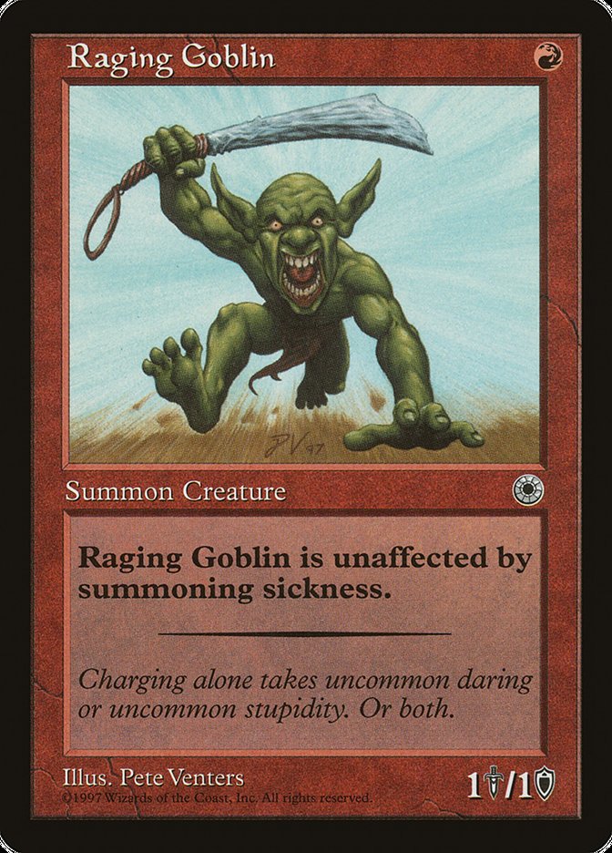 Raging Goblin (145) (With Flavor Text) [Portal] | Odin's Place