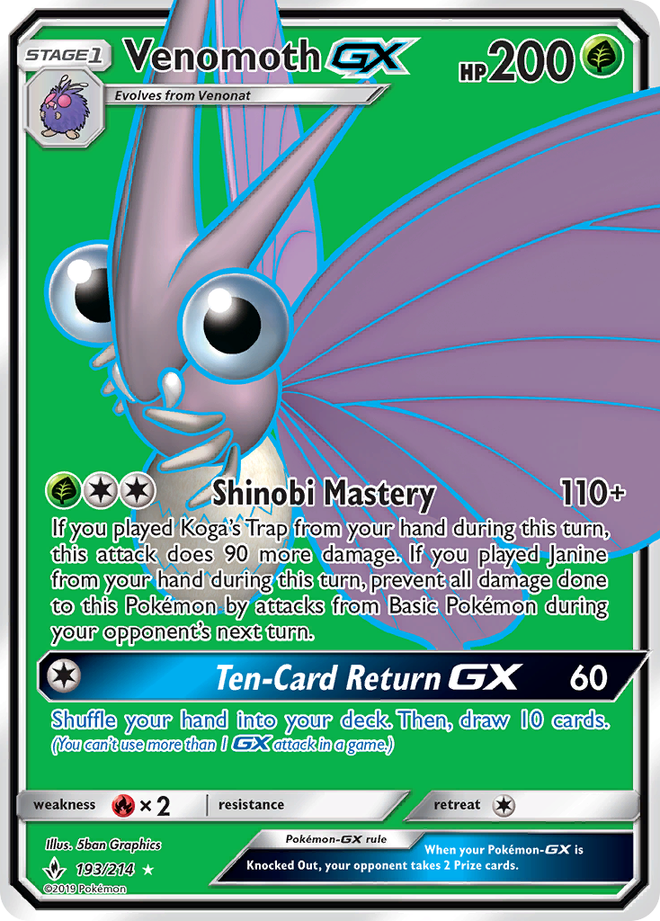 Venomoth GX (193/214) [Sun & Moon: Unbroken Bonds] | Odin's Place