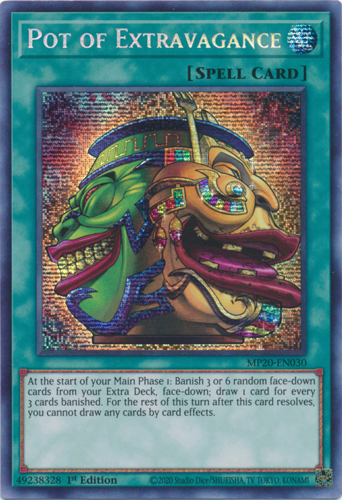 Pot of Extravagance [MP20-EN030] Prismatic Secret Rare | Odin's Place
