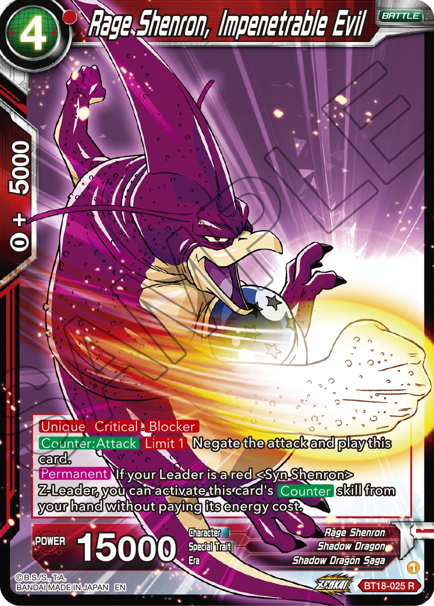 Rage Shenron, Impenetrable Evil (BT18-025) [Dawn of the Z-Legends] | Odin's Place