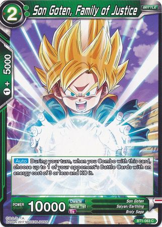 Son Goten, Family of Justice (BT1-063) [Galactic Battle] | Odin's Place