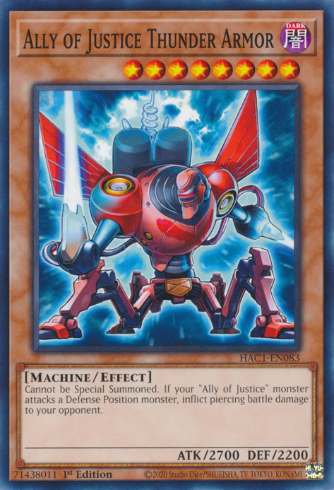 Ally of Justice Thunder Armor [HAC1-EN083] Common | Odin's Place