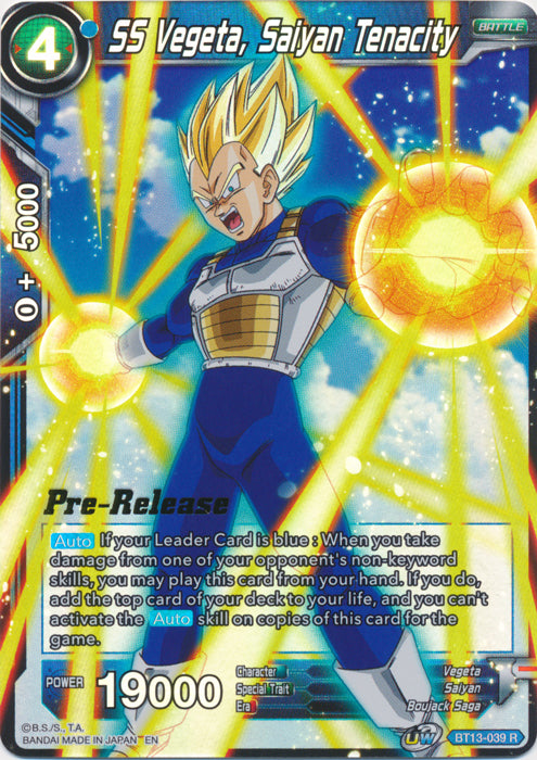 SS Vegeta, Saiyan Tenacity (BT13-039) [Supreme Rivalry Prerelease Promos] | Odin's Place