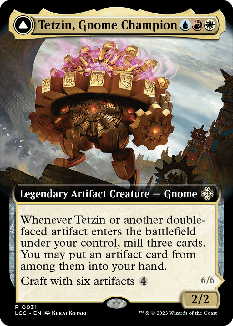 Tetzin, Gnome Champion // The Golden-Gear Colossus (Extended Art) [The Lost Caverns of Ixalan Commander] | Odin's Place