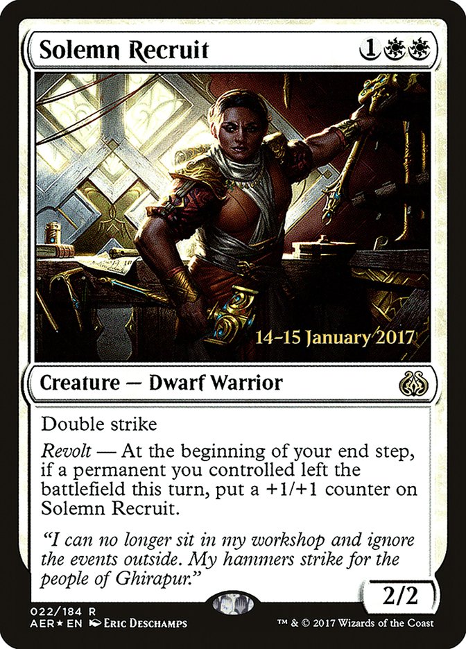 Solemn Recruit (22) [Aether Revolt Prerelease Promos] | Odin's Place