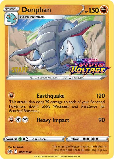 Donphan (SWSH067) (Staff Prerelease Promo) [Sword & Shield: Black Star Promos] | Odin's Place