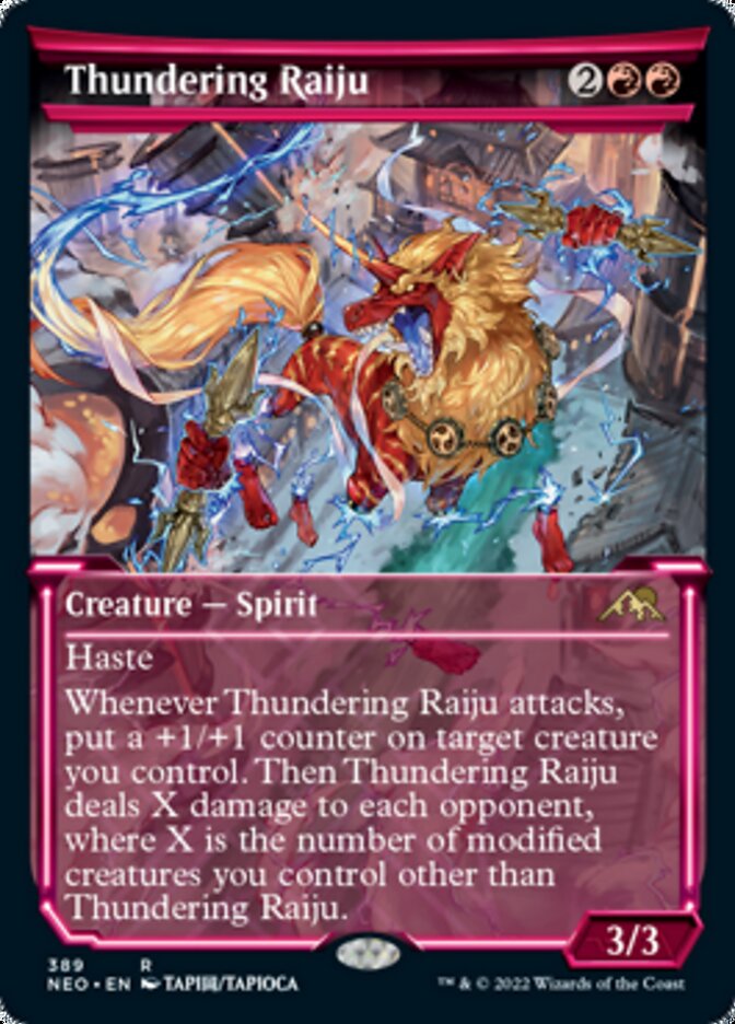 Thundering Raiju (Showcase Soft Glow) [Kamigawa: Neon Dynasty] | Odin's Place