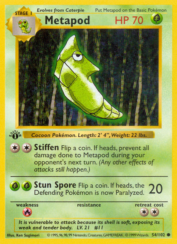 Metapod (54/102) (Shadowless) [Base Set 1st Edition] | Odin's Place
