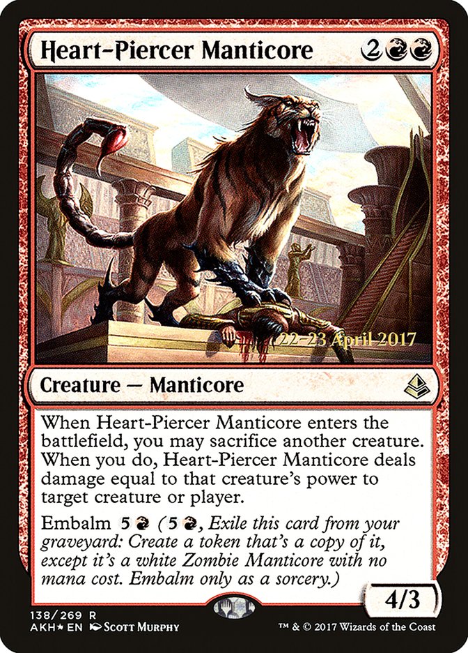 Heart-Piercer Manticore (138) [Amonkhet Prerelease Promos] | Odin's Place