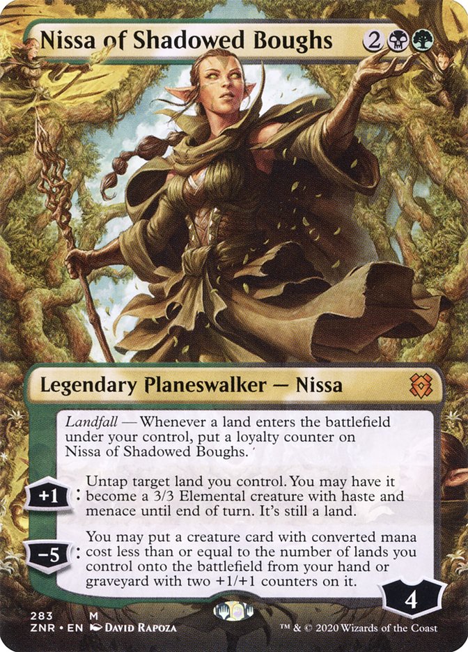 Nissa of Shadowed Boughs (Borderless) [Zendikar Rising] | Odin's Place