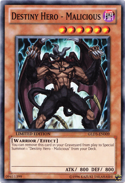 Destiny HERO - Malicious [GLD3-EN009] Common | Odin's Place