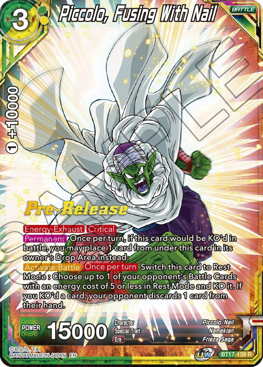 Piccolo, Fusing With Nail (BT17-139) [Ultimate Squad Prerelease Promos] | Odin's Place