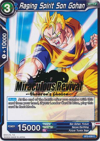 Raging Spirit Son Gohan (Shenron's Chosen Stamped) (BT2-039) [Tournament Promotion Cards] | Odin's Place
