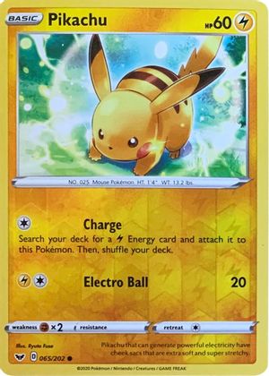 Pikachu (065/202) (Reverse Cosmos Holo) [Sword & Shield: Base Set] | Odin's Place