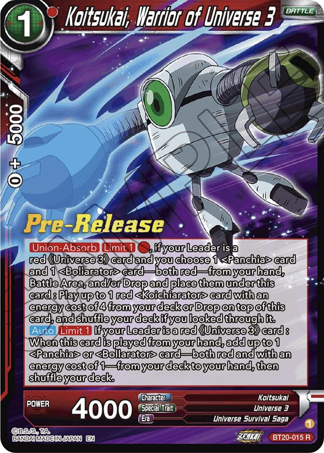 Koitsukai, Warrior of Universe 3 (BT20-015) [Power Absorbed Prerelease Promos] | Odin's Place