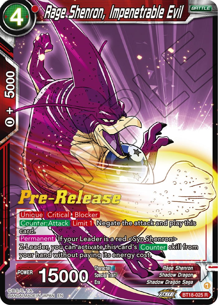Rage Shenron, Impenetrable Evil (BT18-025) [Dawn of the Z-Legends Prerelease Promos] | Odin's Place