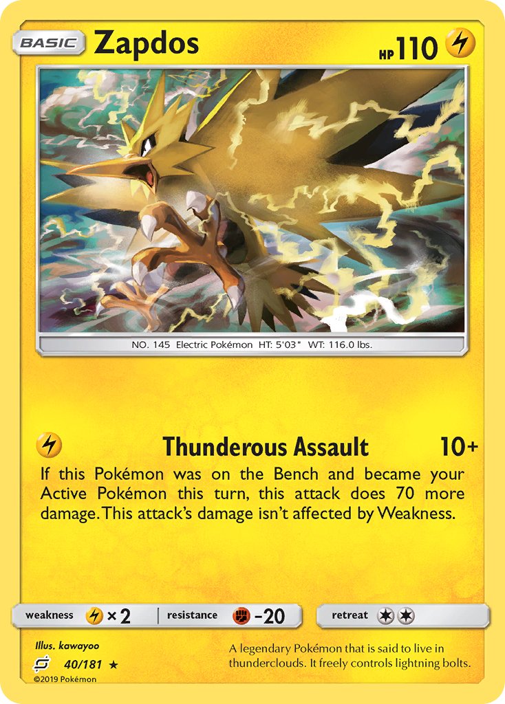 Zapdos (40/181) (Theme Deck Exclusive) [Sun & Moon: Team Up] | Odin's Place