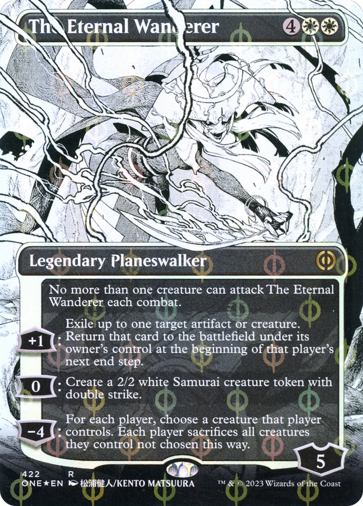The Eternal Wanderer (Borderless Manga Step-and-Compleat Foil) [Phyrexia: All Will Be One] | Odin's Place