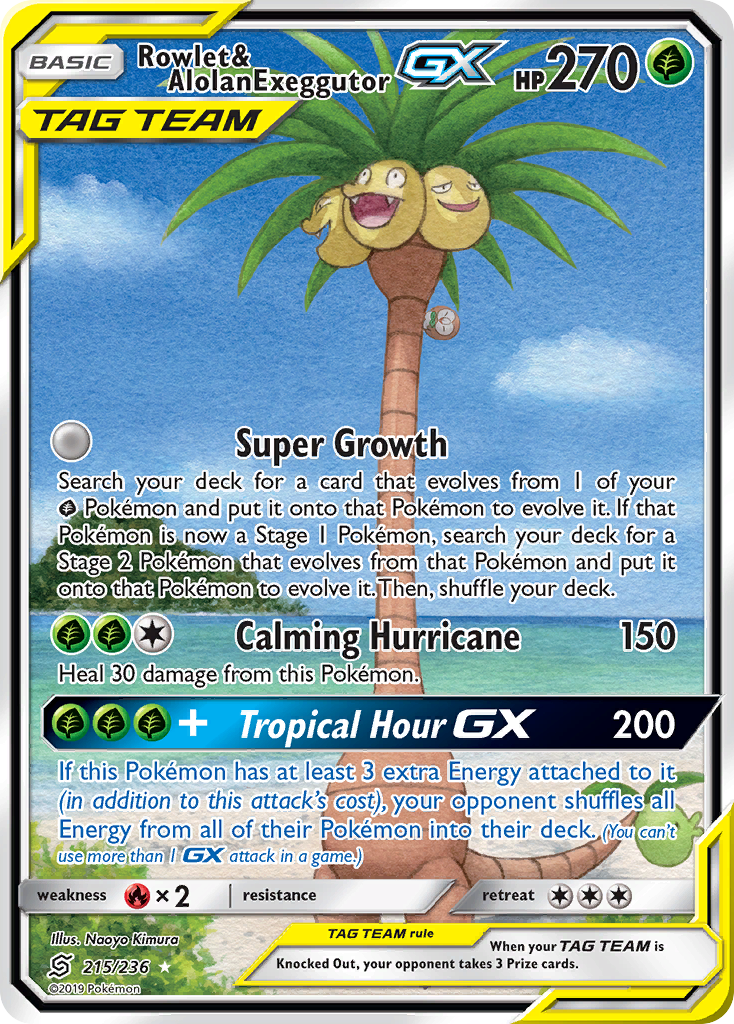 Rowlet & Alolan Exeggutor GX (215/236) [Sun & Moon: Unified Minds] | Odin's Place