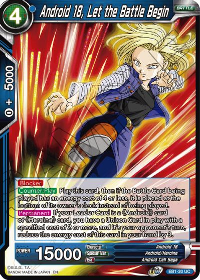 Android 18, Let the Battle Begin (EB1-20) [Battle Evolution Booster] | Odin's Place