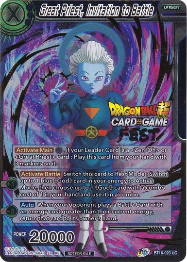 Great Priest, Invitation to Battle (Card Game Fest 2022) (BT16-023) [Tournament Promotion Cards] | Odin's Place