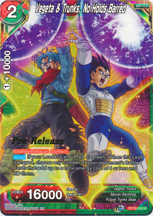 Vegeta & Trunks, No Holds Barred (BT10-144) [Rise of the Unison Warrior Prerelease Promos] | Odin's Place