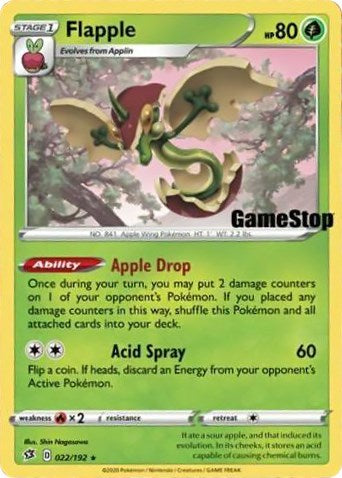 Flapple (022/192) (GameStop Exclusive) [Sword & Shield: Rebel Clash] | Odin's Place