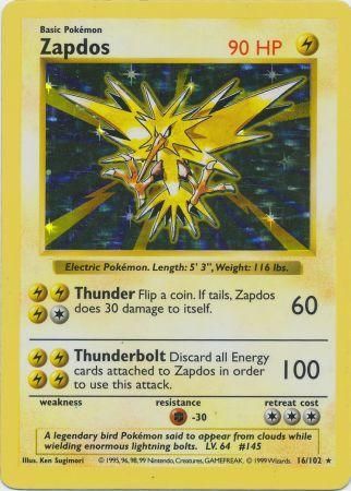Zapdos (16/102) [Base Set Shadowless Unlimited] | Odin's Place
