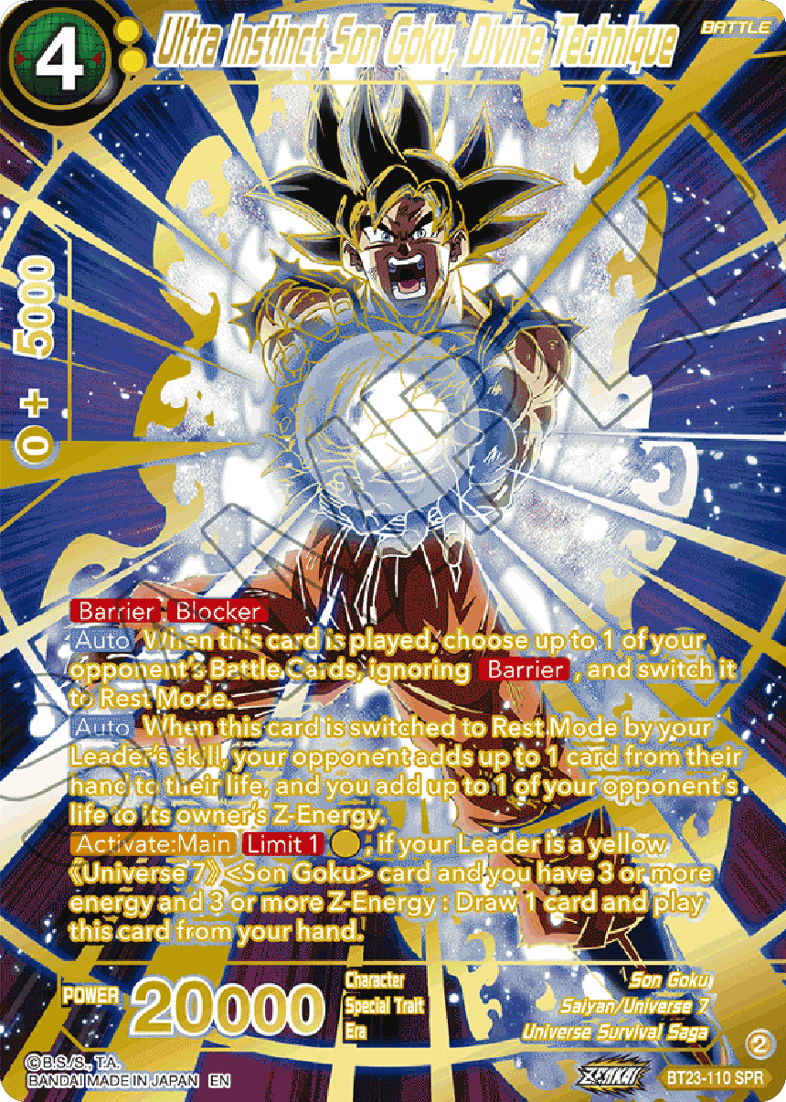 Ultra Instinct Son Goku, Divine Technique (SPR) (BT23-110) [Perfect Combination] | Odin's Place