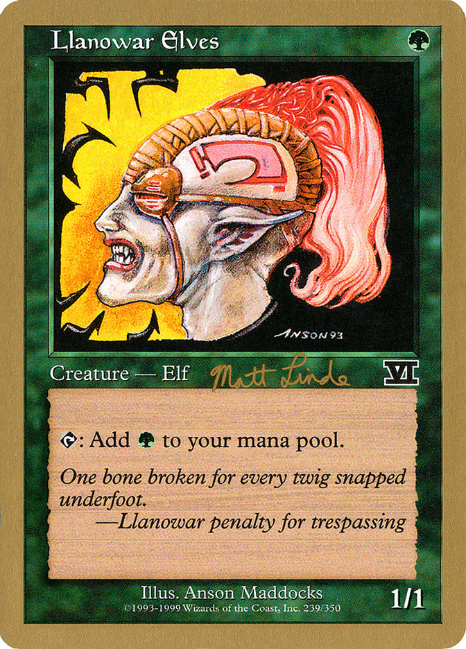 Llanowar Elves (Matt Linde) [World Championship Decks 1999] | Odin's Place