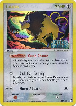 Tauros (12/100) (Stamped) [EX: Crystal Guardians] | Odin's Place